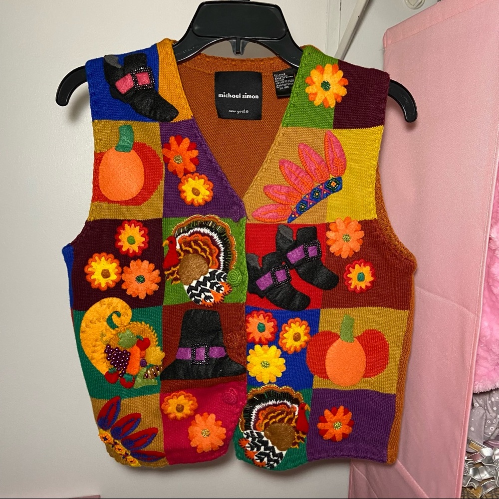 Michael Simon Thanksgiving Sweater Vest size Small Medium